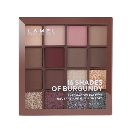 Lamel Eyeshadow Palette 16 Burgundy Shades N. 16-4 Universal Colors for All Skin Tones and Types - Cruelty-Free