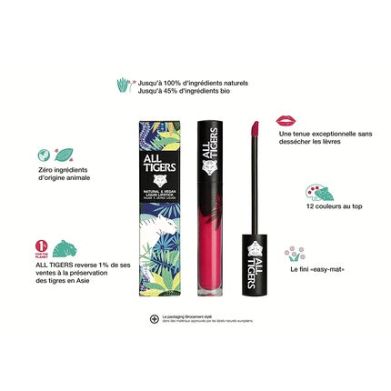 ALL TIGERS Own The Stage 786 Fuchsia Liquid Lipstick - Long Lasting, Matte, Vegan and Natural with Bio Ingredients