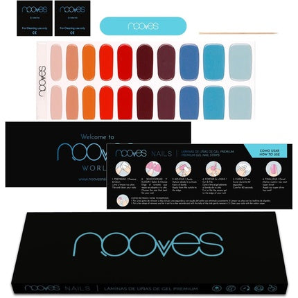 NOOVES NAILS Premium Pre-Cure Gel Nail Foils Melody Multicolor Semi-Hardened Gel Nail Strips Semi-Permanent Gel Stickers