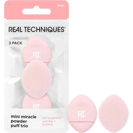 Real Techniques Mini Miracle Powder Puff Trio for Setting and Baking Loose and Pressed Powder Targeted Setting Under Eyes and On Blemishes