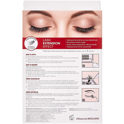 KISS Lash Couture LuXtensions Collection 3D DIY Faux Lash Extensions Kit with Lash Clusters, Adhesive, Precision Tweezer, Spoolie Mascara Wand, and Remover
