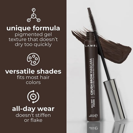 Lamel Crush Brow Mascara No. 402 Professional Product for Expressive Eyebrows Long-Lasting Formula Easy to Apply Brown
