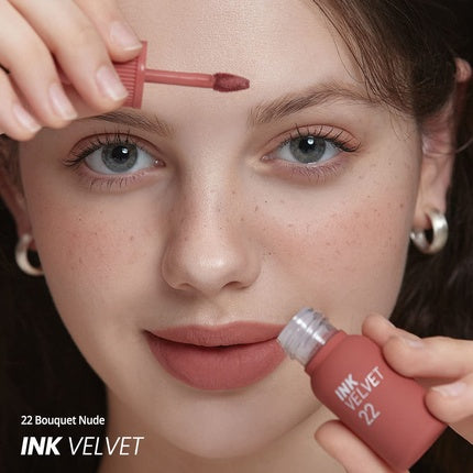 Peripera Ink the Velvet Lip Tint High Pigment Color Longwear Weightless Not Animal Tested Gluten-Free Paraben-Free 022 Bouquet Nude