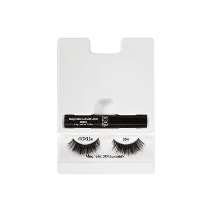ARDELL Magnetic Liner Kit 3D Faux Mink 854 - Magnetic Eyelashes with Real Hair and Magnetic Eyeliner, No Glue Needed | Easy to Apply, Vegan & Reusable