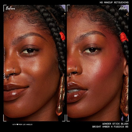 NYX Professional Makeup Wonder Stick Blush with Hydrating Hyaluronic Acid Dual-Ended Cream Stick Bright Amber and Fuchsia