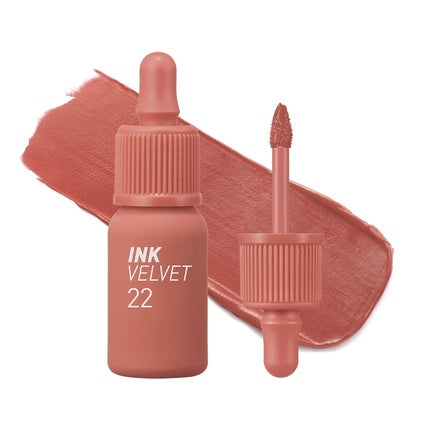 Peripera Ink the Velvet Lip Tint High Pigment Color Longwear Weightless Not Animal Tested Gluten-Free Paraben-Free 022 Bouquet Nude