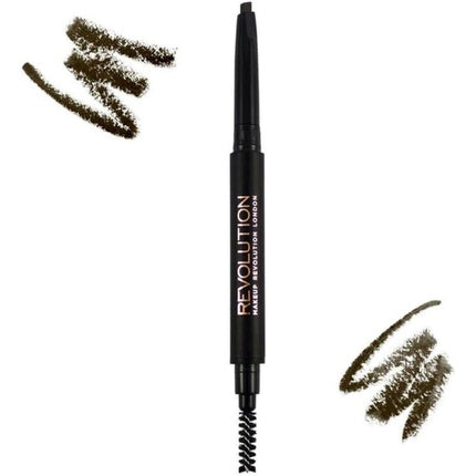 Makeup Revolution Duo Brow Eyebrow Pencil and Brush Medium Brown