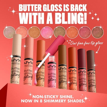 NYX PROFESSIONAL MAKEUP Butter Gloss Bling Lip Gloss Non Sticky and Shiny Vegan Lip Makeup Pay Me In Gold