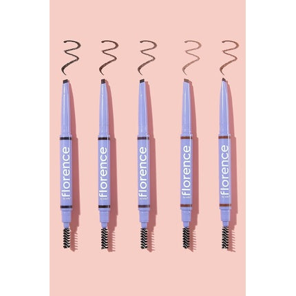 Florence by Mills Tint n' Tame Eyebrow Pencil Angled Tip for Precise Build in Spoolie Brush Smooth Seamless Application Hydrates Black Brown Vegan Cruelty-Free