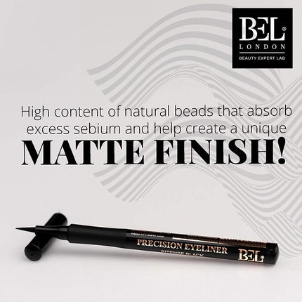 Bel London Precision Extra Black Eyeliner with Excessive Oil Absorption and Matte Finish - Black Eyeliner Pen with Easy Felt Tip Applicator Brush