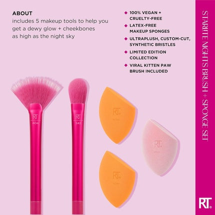 Real Techniques Limited Edition Starlite Nights Brush and Sponge Kit 5 Piece Gift Set