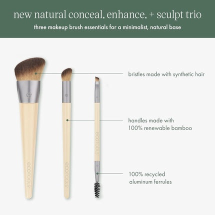 EcoTools New Natural Conceal Enhance & Sculpt Trio Makeup Brushes 3 Piece Set