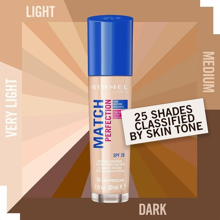 Rimmel Match Perfection Foundation Spf20 010 Light Porcelain 30ml