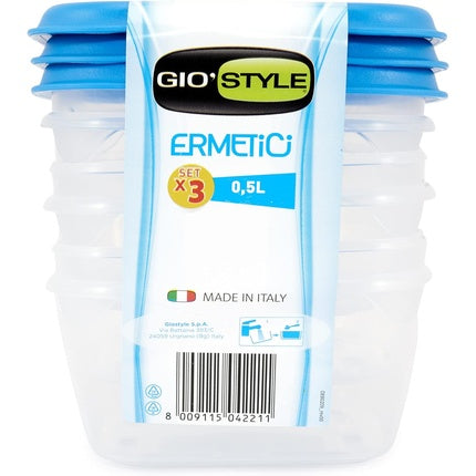 Giostyle Set of 3 Square Airtight Containers 0.5L