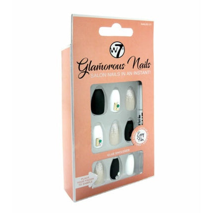 W7 Glamorous Press-On Nails - Matte Glitter White