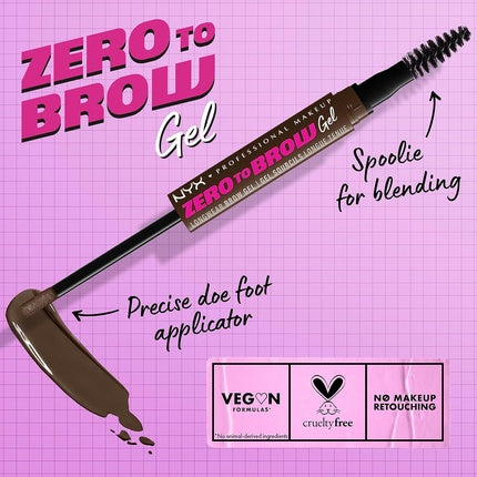 NYX Professional Makeup Longwear Vegan Tinted Liquid Eyebrow Gel Zero to Brow 07 Espresso 1ml