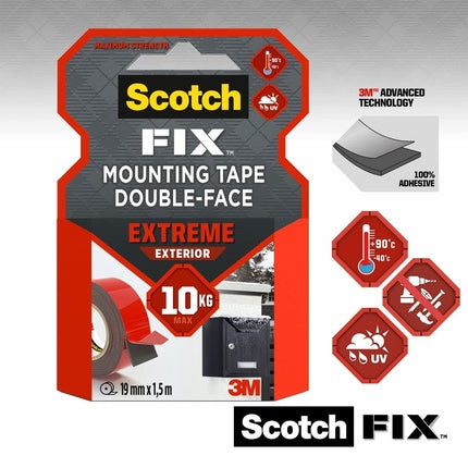 Scotch-Fix Double-Sided Extreme Exterior Mounting Tape 19mm x 5m
