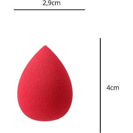 T4B Kashoki Raindrop Medium Red and Drop-Shaped Plastic Makeup Sponge Blender for Foundation and Concealer - Washable and Durable