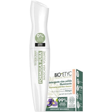 Deborah Milano Formula Pura Mascara Volume Black 12ml + Solid Facial Cleanser Organic Etyc 99% Natural Origin 15g