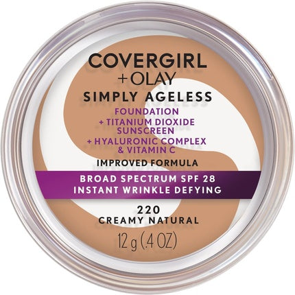 COVERGIRL & Olay Simply Ageless Foundation Creamy Natural 220 0.4 Oz 12g Brown