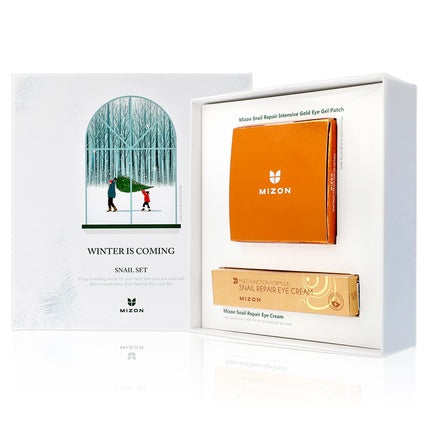 MIZON Eye Skincare Set Special Winter is Coming Set Eye Cream and Undereye Patches Wrinkle Care Skin Elasticity Moisturizing for Dark Circles and Eye Bags Snail Set