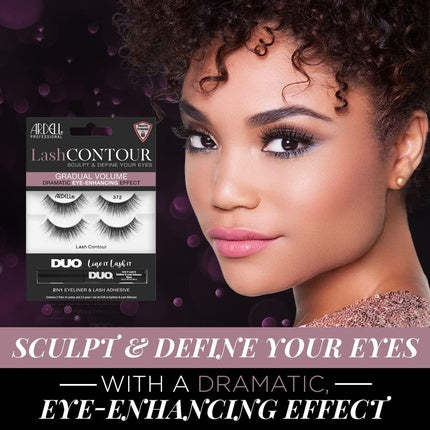 Ardell Lash Contour 372 Gradual Volume Dramatic Eye-Enhancing Effect with DUO Line It Lash It Adhesive Black