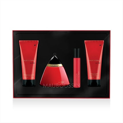 Mauboussin Prestige Set 2023 In Red Eau de Parfum Shower Gel Body Lotion Travel Spray