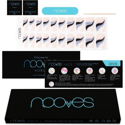 NOOVES NAILS Premium Pre-Cure Gel Nail Foils Flowing Stream Art Design Semi-Hardened Gel Nail Strips Semi-Permanent Gel Stickers