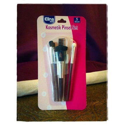 Elina Cosmetic Makeup Brush Set 5 Pieces Clear Dark