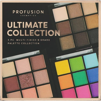 Profusion Cosmetics Ultimate Collection 3 Piece Multi Finish 9 Shade Shadow Palette Collection