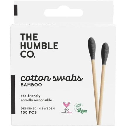 The Humble Co. Natural Cotton Swabs Black Biodegradable Eco-Friendly Vegan Perfect for Ears Makeup Pet care and Cleaning 100 Swabs