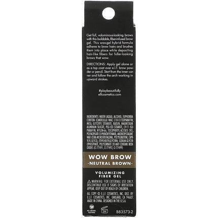 e.l.f. Wow Brow Gel Volumizing Buildable Wax-Gel Hybrid Neutral Brown 3.5g
