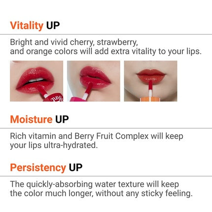 ETUDE Dear Darling Water Tint Cherry Ade 21AD - Vivid Color Lip Stain with Moisturizing Weightless Finish - Smudge-proof Lightweight Lip Tint K-beauty