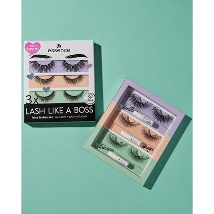 Essence Lash Like a Boss False Lashes Set 01 Vegan Without Microplastic Particles Perfume-Free 3 Pairs - Pack of 3