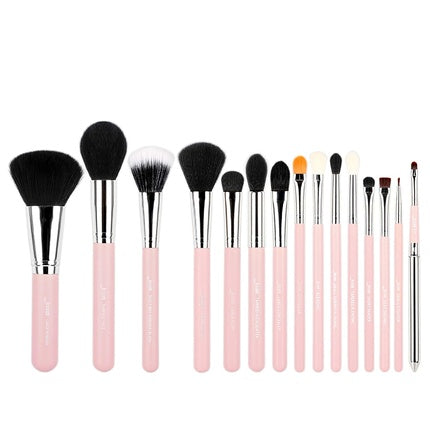 Jessup 15pcs Professional Makeup Brushes Beauty Cosmetics Powder Foundation Eyeshadow Eyeliner Blending Lip Make Up Brush Tools Pink Silver T094 Silver Pink