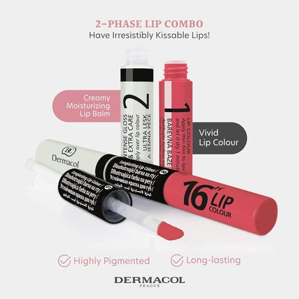 Dermacol 16-Hour Long-lasting Liquid Lipstick Lip Plumper Balm & Colour Gloss Beauty Cosmetics Matte and Glitter Finish Non-drying formula No.3 Cherry Red 7.1ml
