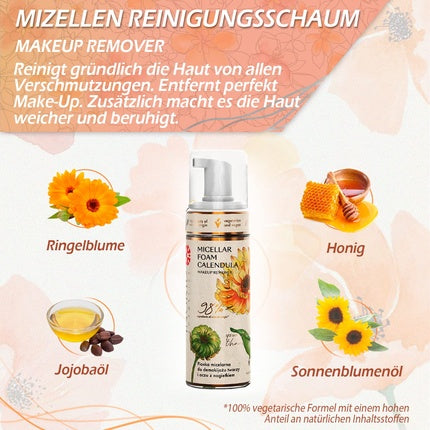 NGRID COSMETICS BIO Make-Up Remover Foam with Micelles 97% Natural Ingredients - Vegan and Cruelty-Free 1 Bottle