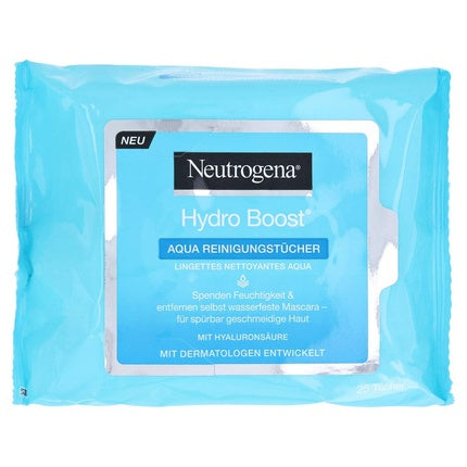 Neutrogena Hydro Boost Aqua Cleansing Wipes with Neutrogena Cleansing Technology, Hyaluronic Acid, and Moisturizer 25 Wipes