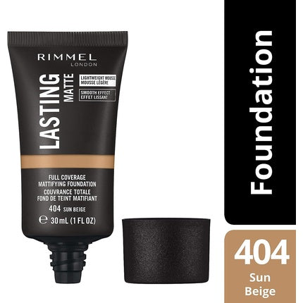 Rimmel Lasting Matte Full Coverage Lightweight Foundation 30ml 404 Sun Beige