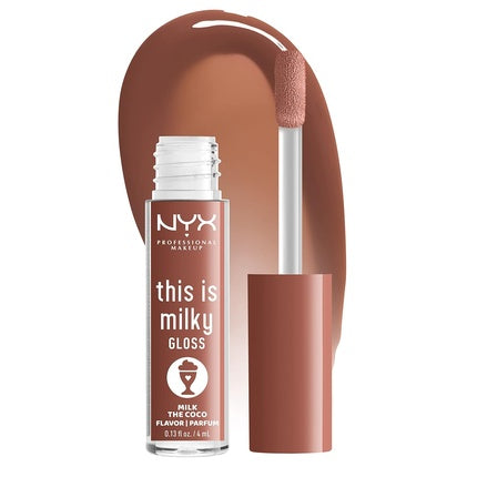 NYX PROFESSIONAL MAKEUP This Is Milky Gloss Lip Gloss with 12 Hour Hydration Vegan - Milk The Coco Dark Chocolate Milkshakes Scented