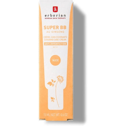 Erborian Super BB Cream with Ginseng Full Coverage BB Cream for Acne Prone Skin Nude 15ml