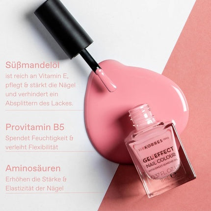 KORRES Sweet Almond Nail Colour 05 Candy Pink Vegan Nail Polish with Gel Effect 11ml