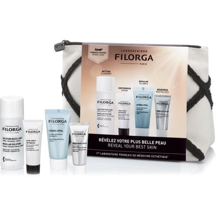 Filorga Discovery Kit Summer 2024 with Micellar Solution 50ml, Skin Unify Intensive 7ml, Hydra Hyal Cream 15ml, and NCEF Night Mask 15ml