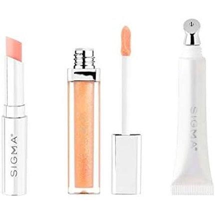 Sigma Beauty Lip Care Trio Conditioning Overnight Lip Mask, pH Activated Lip Balm & Lip Gloss Hydrating Lip Treatment with Hyaluronic Acid, Vitamin E and Jojoba Oil