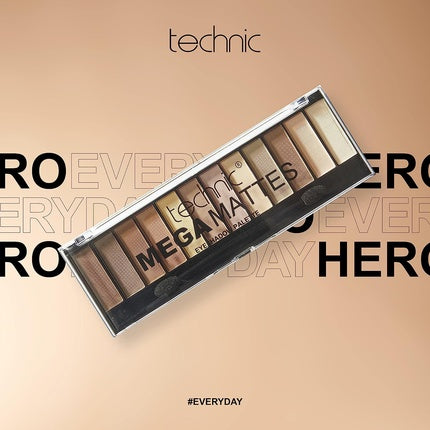Technic Mega Mattes Nude Eyeshadow Palette 12 Professional Long Lasting Matte Shades for Day or Night