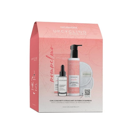 Naturaverde Face Care Set Upcycling Grapefruit Cleansing Gel 150ml and Serum 30ml Grapefruit Extract Vitamin C and Hyaluronic Acid with Makeup Remover Pads Complete