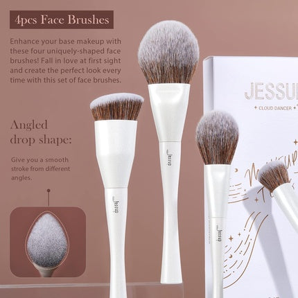 Jessup Makeup Brushes Set 14pcs Premium Synthetic Foundation Concealer Blush Contour Powder Eye Shadow Blending Brush Pearl White T343 B-T343
