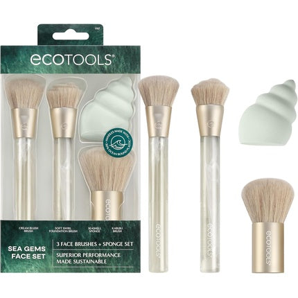 Ecotools Sea Gems Face Makeup Brush & Sponge Kit - 4 Piece Set