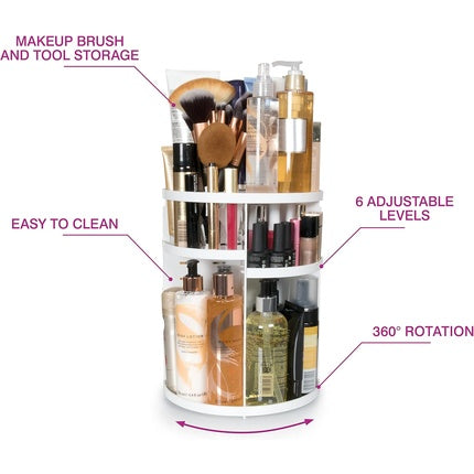 Rio Makeup Cosmetic & Brush 360 Rotating Carousel Organizer