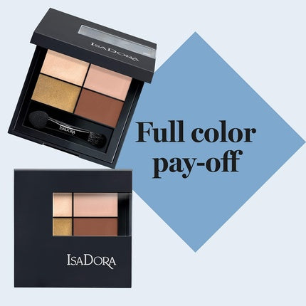 IsaDora Eyeshadow Palette Quartet With Mirror Intensely Creamy Matte Shimmer Nude Naked Neutral Eyeshadow Palette Bronze Copper Eye Shadow Vegan Makeup Palette 05 Rose Glam